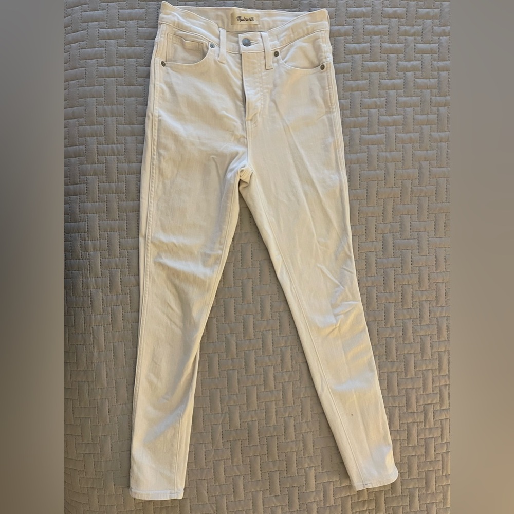Madewell 10” High Rise White Skinny Jeans, Size 26